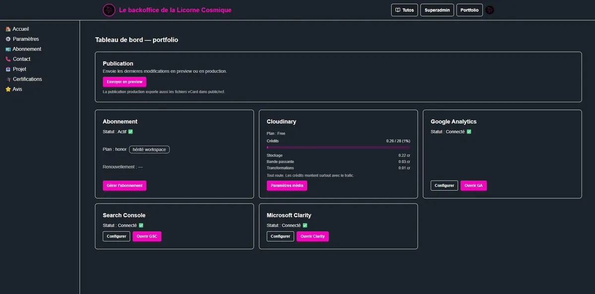 Backoffice - La Licorne Cosmique