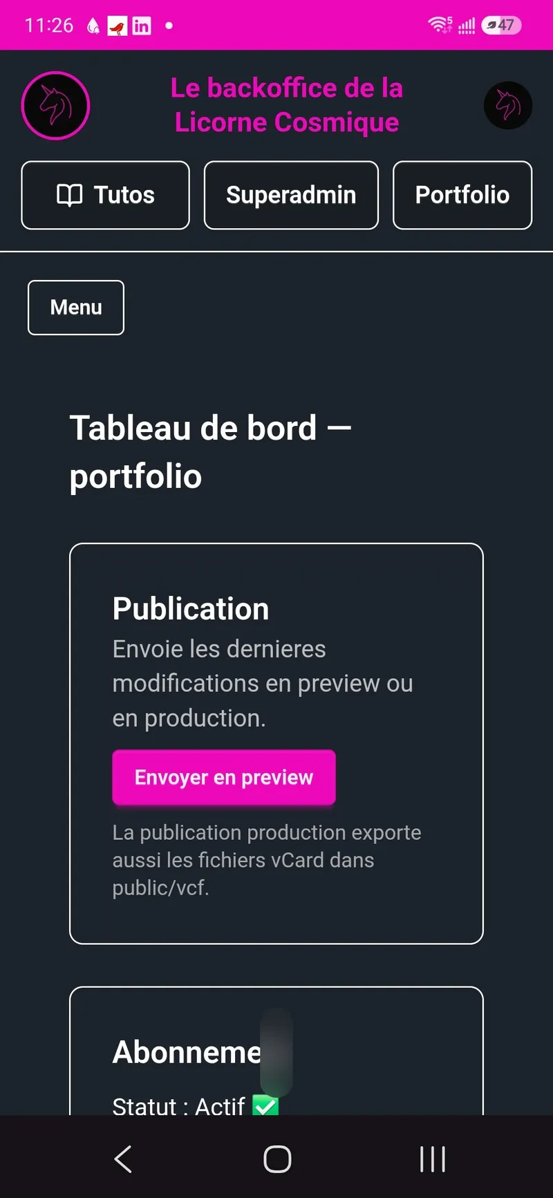 Screenshot du projet